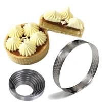 6080mm mini tart ring stainless steel tartlet mold small circle cutter pie ring heat resistant perforated cake mousse molds 48