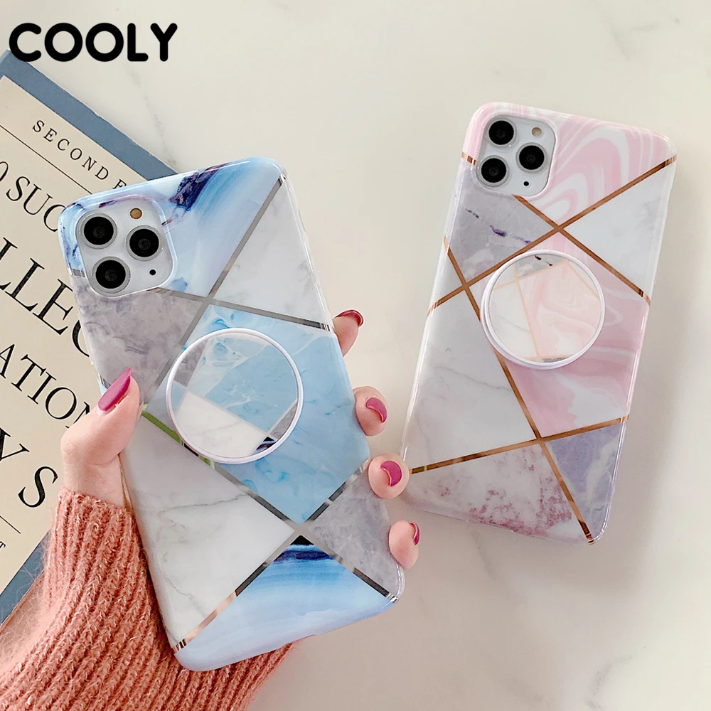Мраморный чехол подставка COOLY для Huawei P40 Lite P30 P20 Mate 20 Pro Nova 3E 4E задняя крышка мягкий