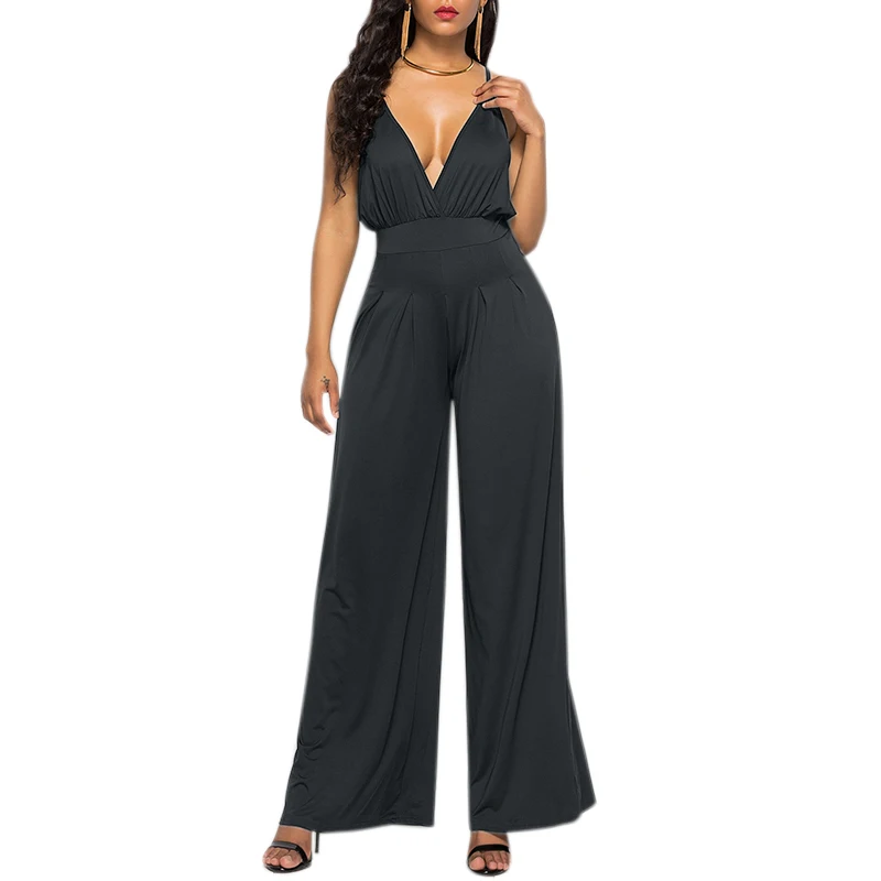 Женский комбинезон летний сексуальный костюм без рукавов с v образным вырезом