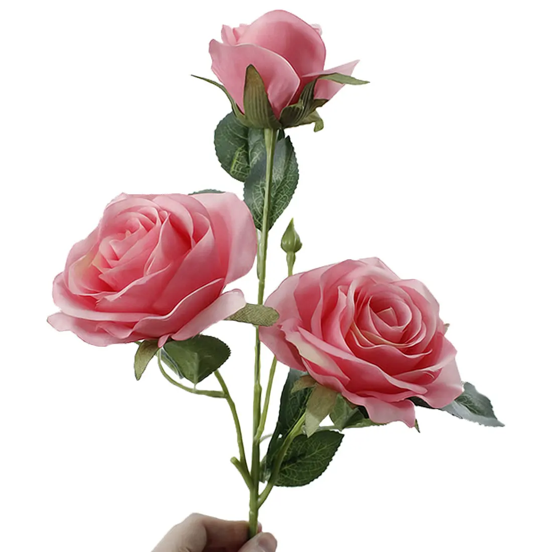Dark pink 1 Шелковый букет 3 головки искусственный цветок французская Роза свадебное украшение цветочный букет поддельные Свадебные украшения для дома вечерние аксессуары - Цвет: Dark pink