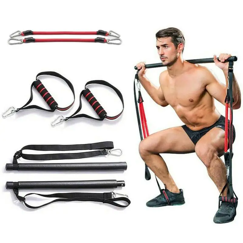 

Portable Pilates Bar Resistance Band Yoga Pilates Stick Home Yoga Exercise Fitness Bar with Workout Equipment Training