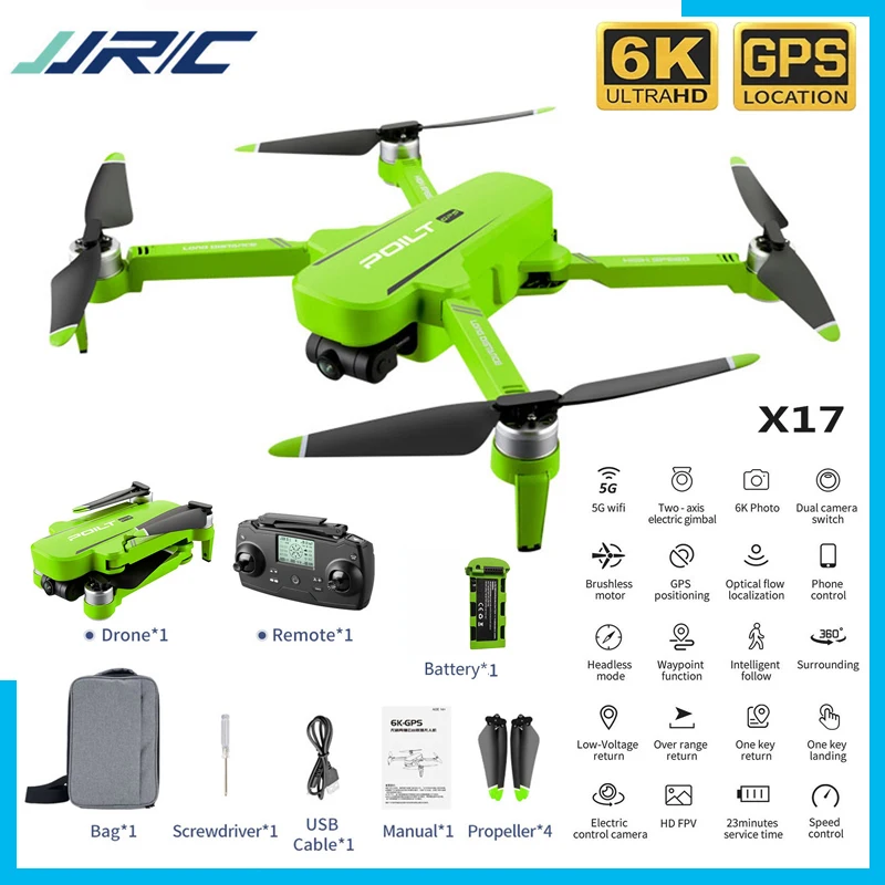 

JJRC X17 Drone Gps 5g Wifi With 6k Esc Hd Camera 2-axis Gimbal Optical Flow Positioning Brushless Motor Foldable Rc New Pro Dron