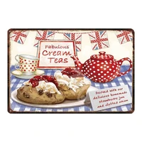 fabulous cream tea retro tin sign shabby chic metal plates for wall kitchen home cafe decoration metal poster