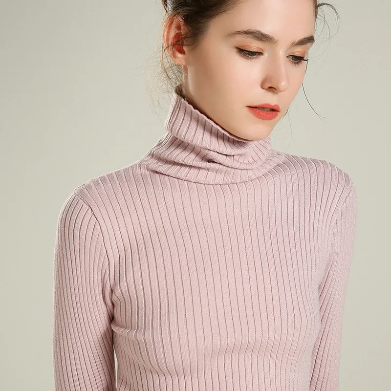 

Sherhure 2020 Plus Size White Knitted Long Sleeve Turtleneck Women Pink Sweater And Pullovers Pull Femme Tricot