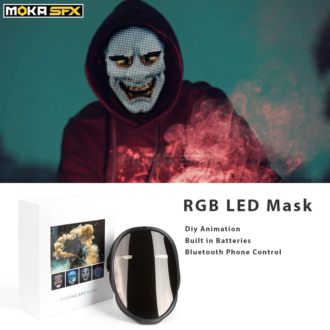Фото Светодиодный светильник для Хэллоуина RGB Bluetooth подсветка маска сделай сам