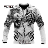 spring and autumn tiger lion tattoo 3d gulf mimeograph mens hoodie unisex casual sweater pullover street wear sudadera hombre