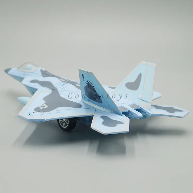 Модель литая самолета модель US F-22 Raptor Jet Fighter игрушка со звуком и светильник 1:87 |