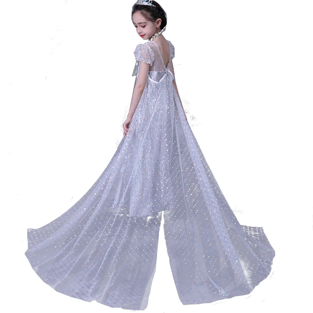 

SNOW QUEEN ELSA Princess Dress White Sequined Halloween Birthday princess costume