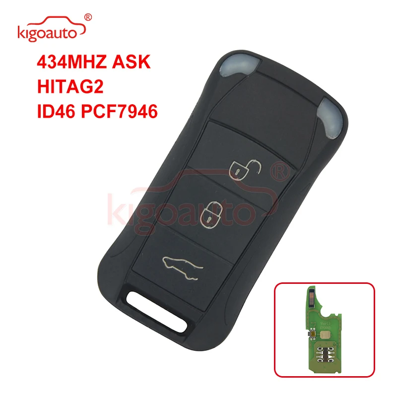 

Kigoauto Flip remote car key 3 button 434Mhz for Porsche Cayenne 2003 - 2012