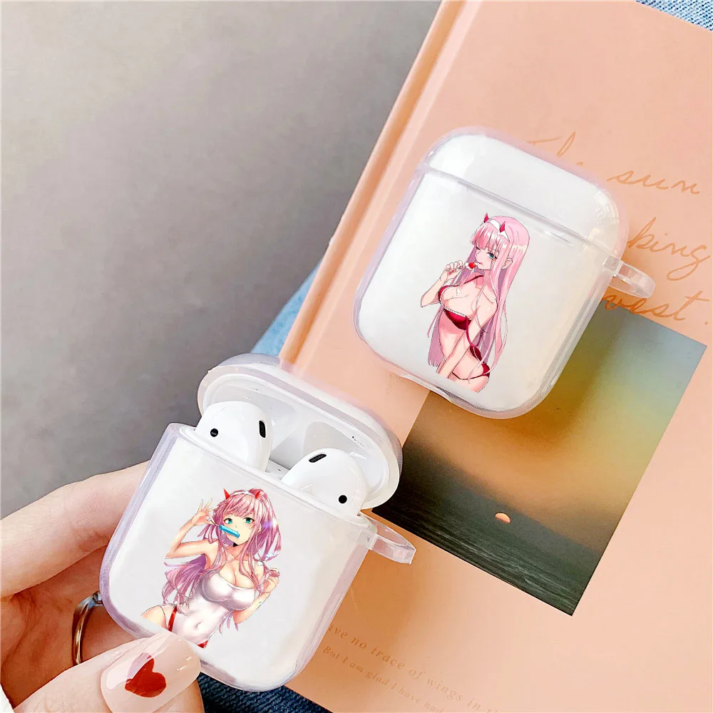 

Cute Anime Zero Two Darling in the FranXX Clear TPU Airpod Case for Apple Airpods 1 2 Cover Wireless bluetooth Earphone Coque