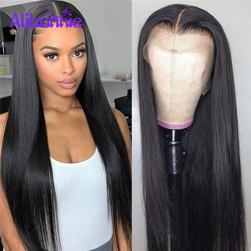 

Alibonnie13X4 Straight Lace Front Wig High Density Lace Wigs for Women Human Hair Brazilian Lace Frontal Wigs 5X5 PrePlucked Wig