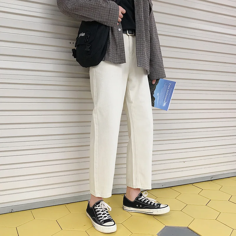 Мужские Эластичные зауженные классические джинсы модные трендовые брюки прямые