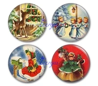 merry christmas glass cabochon merry child deer santa apple wing round photo glass cabochon demo flat back making findings