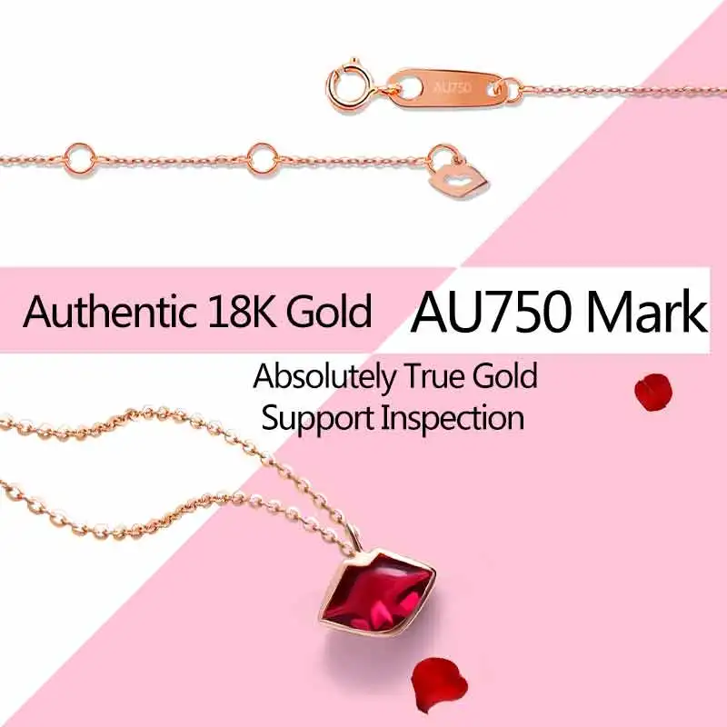 Подлинная 18K Цепь из розового золота ожерелье поцелуй моделирование au750 кулон