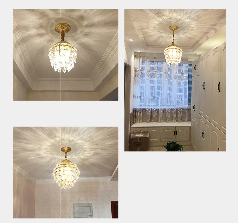 Декор для бара столовой медная хрустальная люстра лампа с подвеской хрустальное