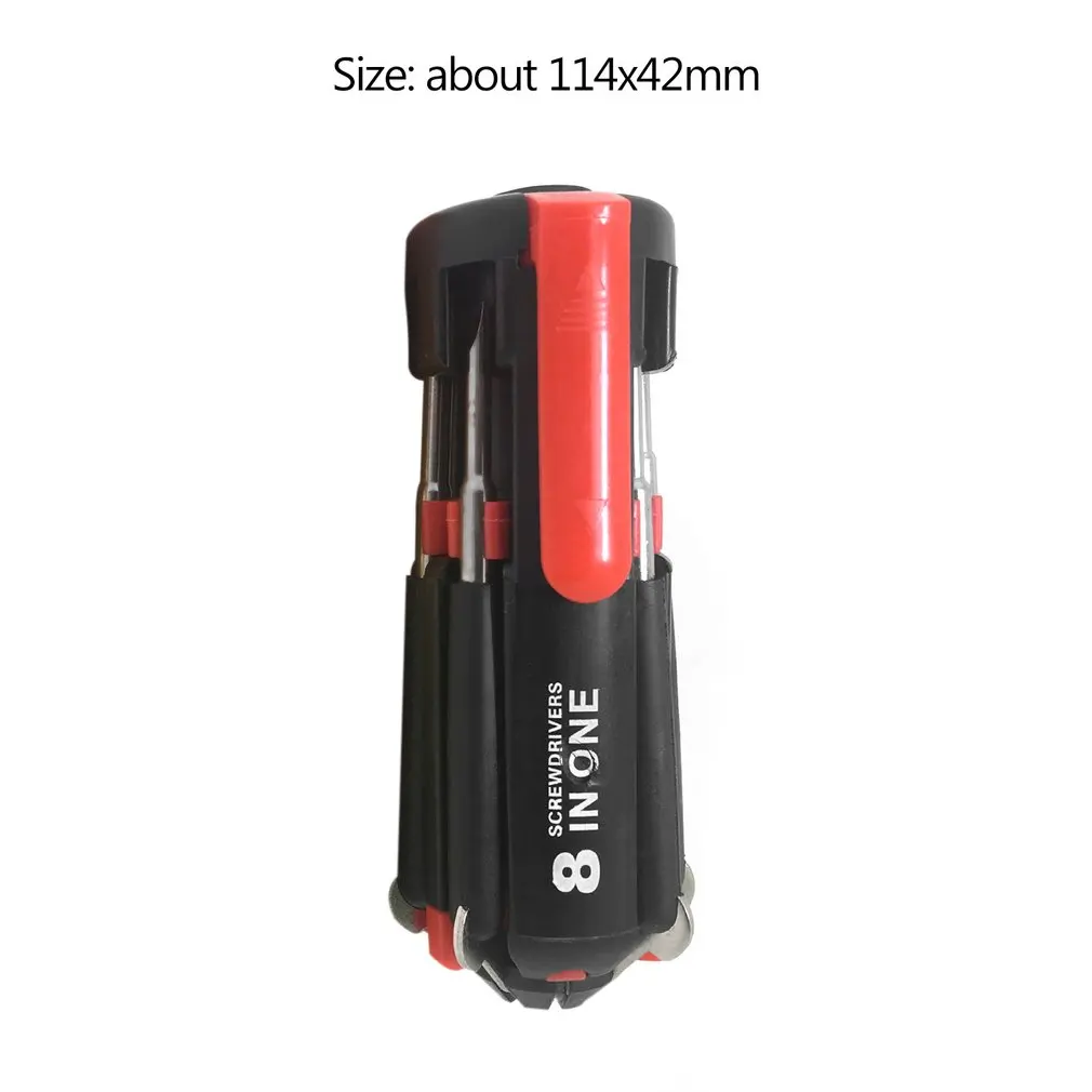 

Multi-function 8-in-1 Screwdriver Toolkit with LED Torch Flashlight Outdoor Survival Handy Tool for Camping Hiking Travel