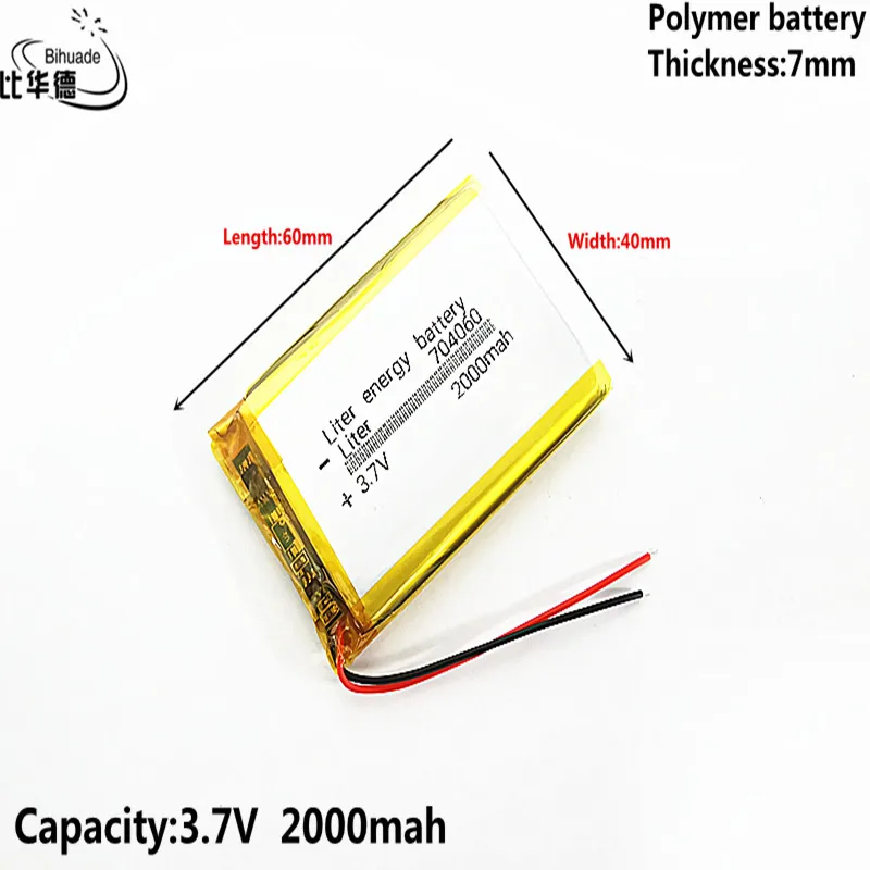 

Good Qulity Liter energy battery 3.7V,2000mAH 704060 Polymer lithium ion / Li-ion battery for tablet pc BANK,GPS,mp3,mp4