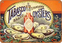 smartcows 8 x 12 tin metal sign vintage look tabasco pepper sauce and oysters