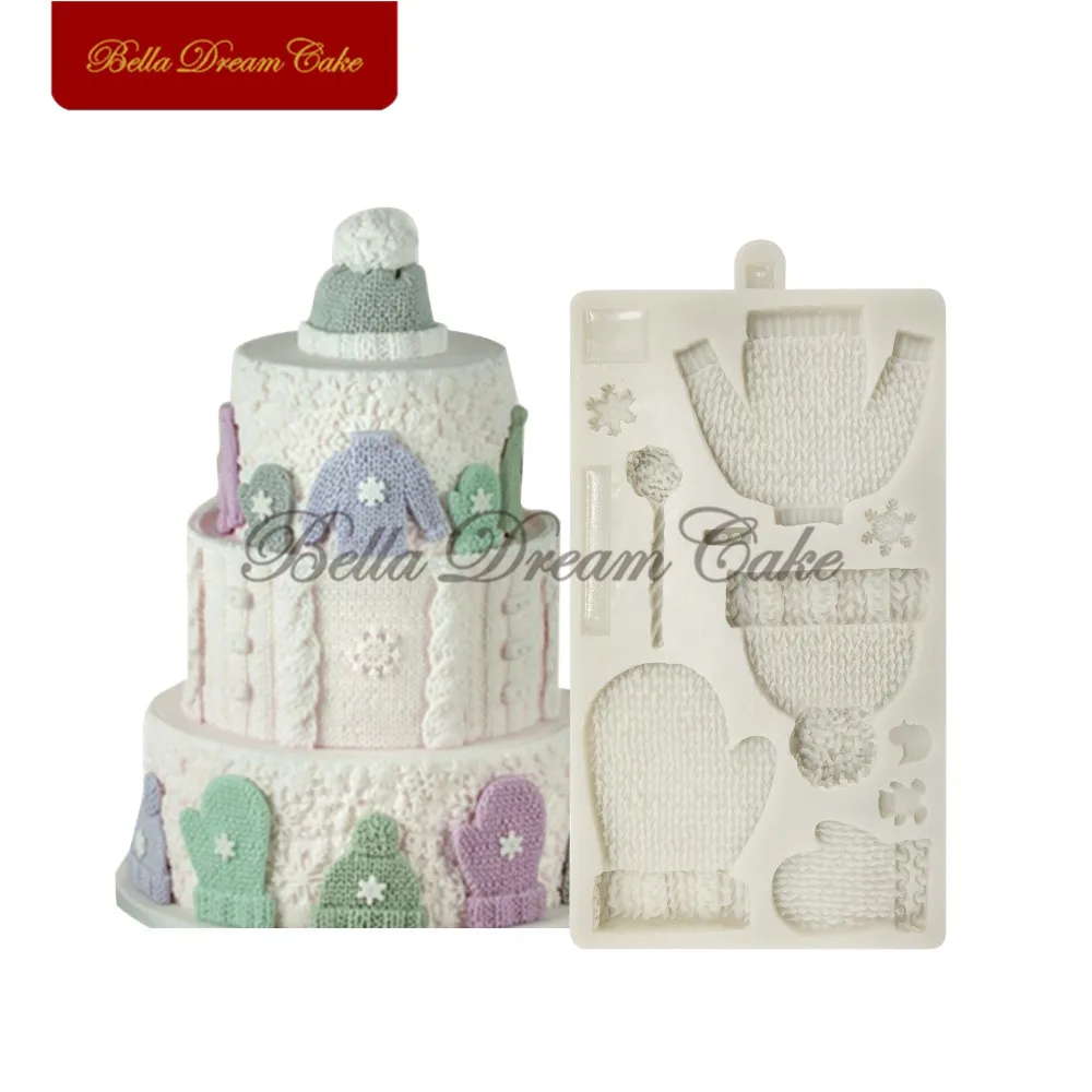 Вязаные перчатки шляпа свитер силиконовые формы рождественские для торта