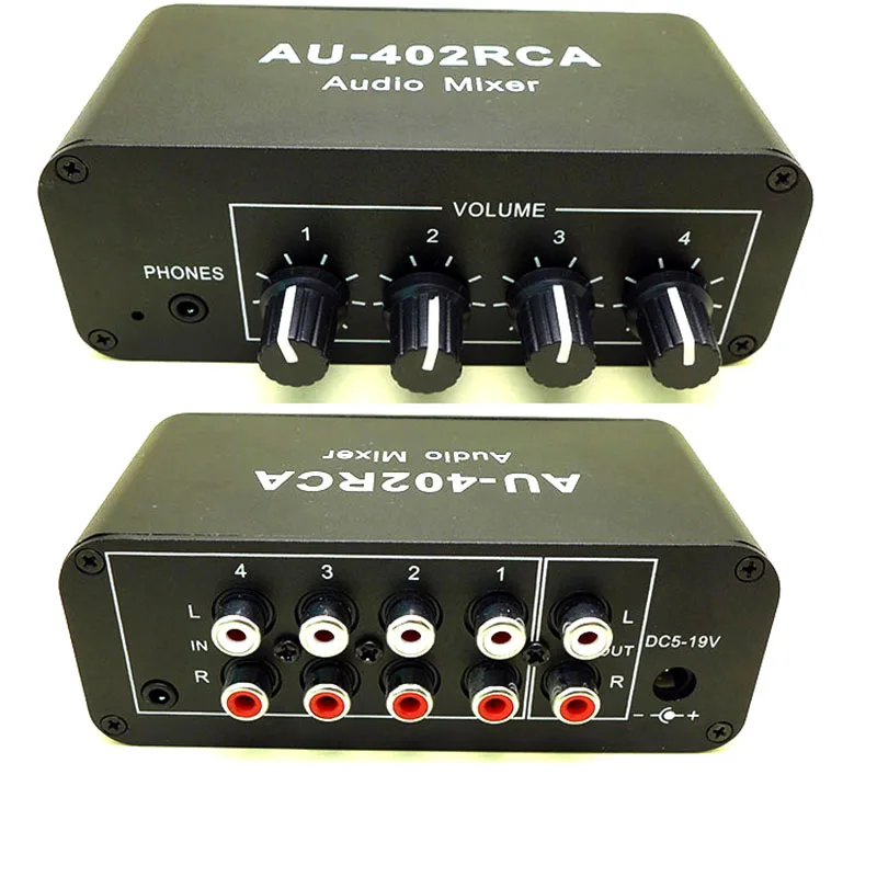 4-ходовой RCA аудиовход стерео аудио микшер усилитель для наушников Разветвитель