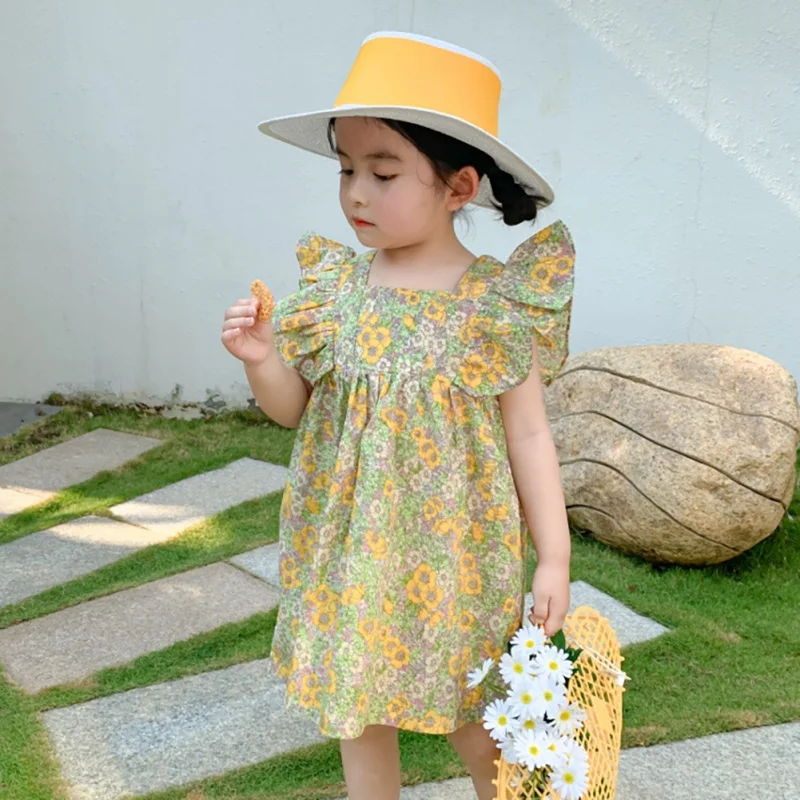 

2020 summer girls dress Sleeveless flower girl dresses Casual Flowers princess floral Dress Fashion Kids girls clothes