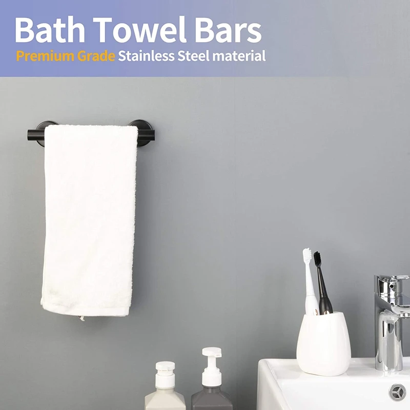 

Towel Bar Matte Black Single Towel Racks for Bathroom Kitchen Hand Towel Holder Dish Cloths Hanger Black