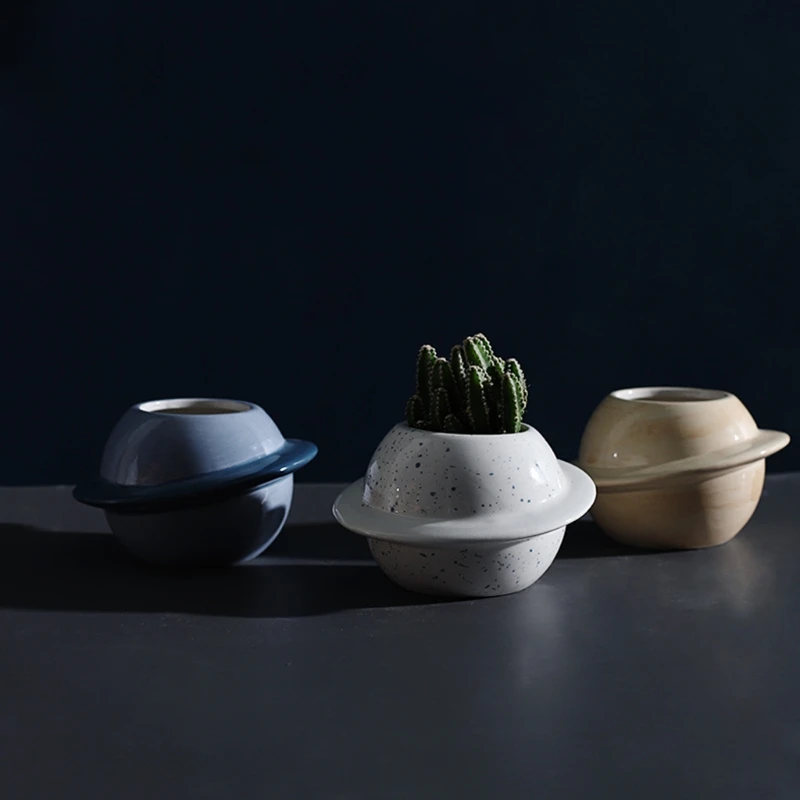 Творческие планеты горшок для суккулентов Керамика ящик комнатных растений с