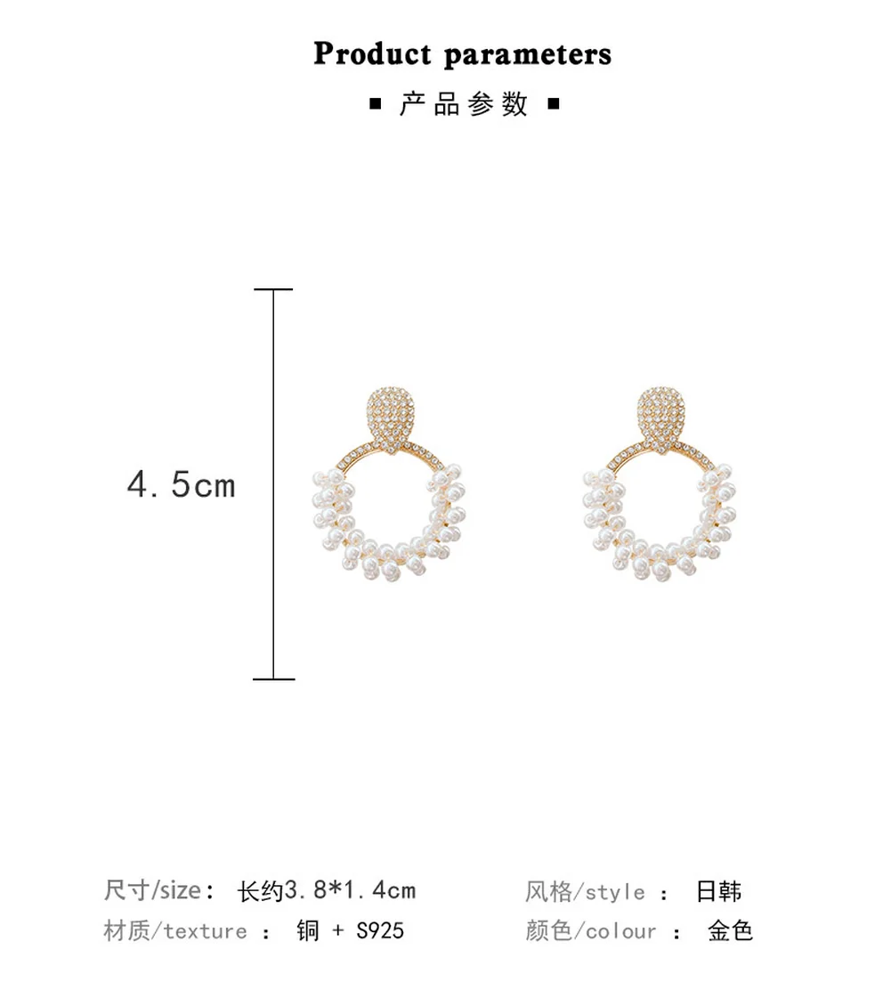 

1 Pair Fashion Cubic Zircon Earrings DIY Drop Oversize Hoop Earings For Women Pearl Vintage Jewelry 2020 Earrings Gift