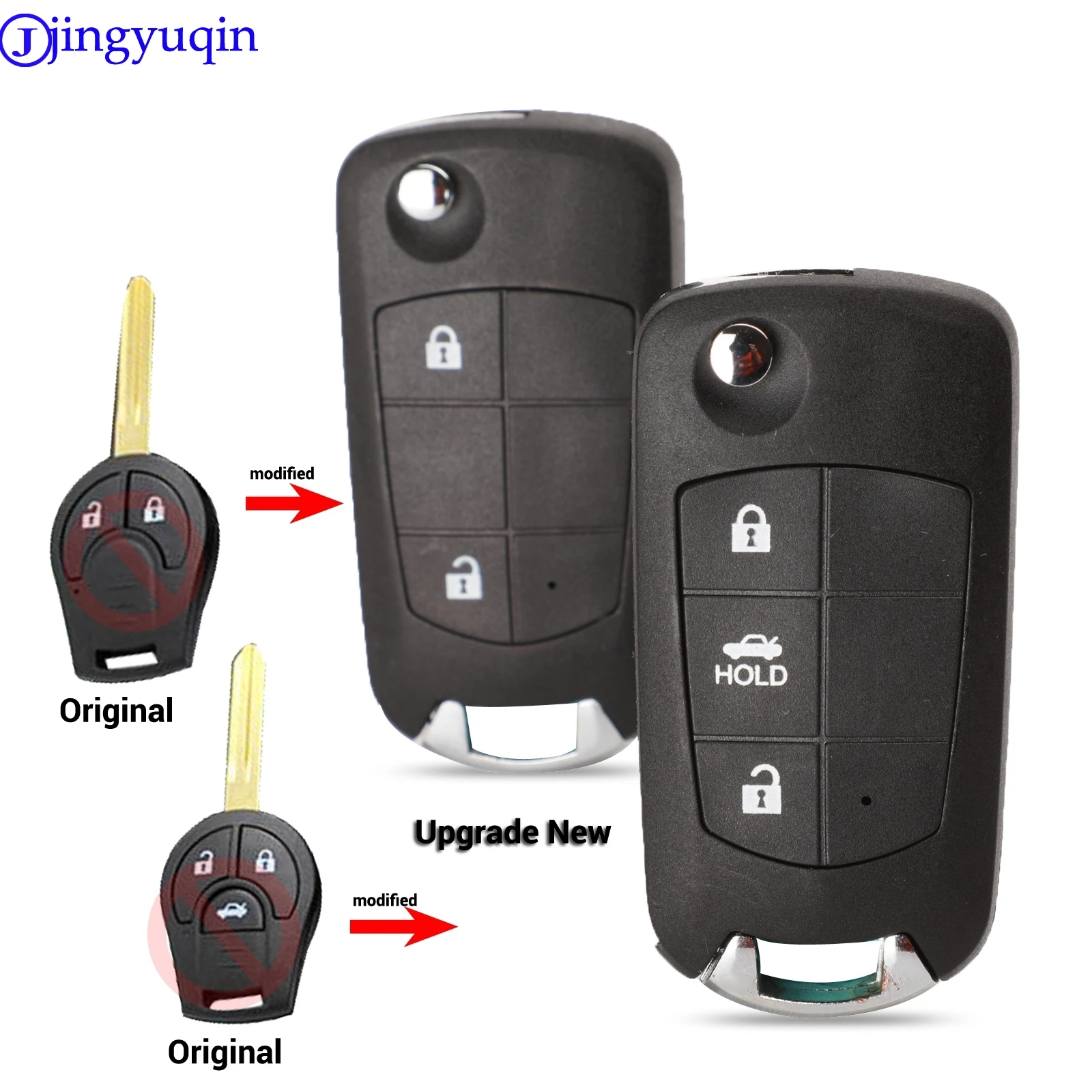 Модифицированный чехол jingyuqin 2/3 b для дистанционного ключа NISSAN CWTWB1U761 Juke March Qashqai