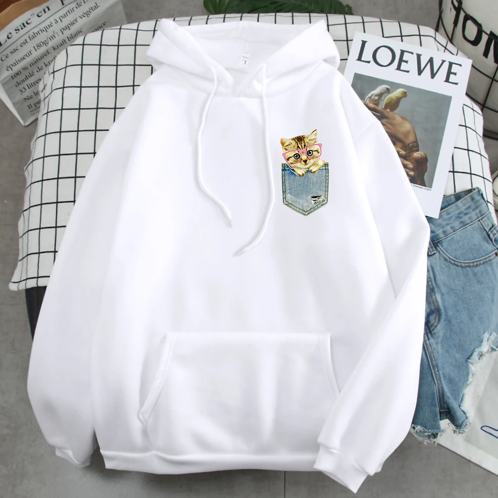 

Hoodie Pocket Cat Kawaii Cartoon Graphic Men's Hoodies Korean Hip Hop Warm Street Man Sweatshirt Fleece Harajuku Brand Pullover