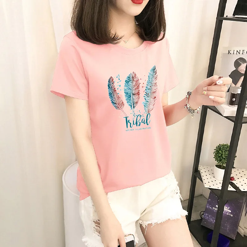 

2021 summer new short-sleeved t-shirt women loose women's round neck bottoming shirt black