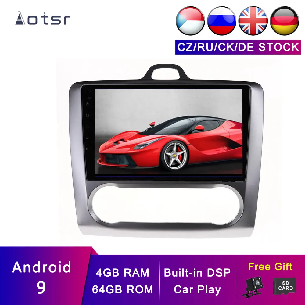 AOTSR Android 9 автомобильное радио для Ford Focus MK2 2004 2011 GPS навигация IPS мультимедийный