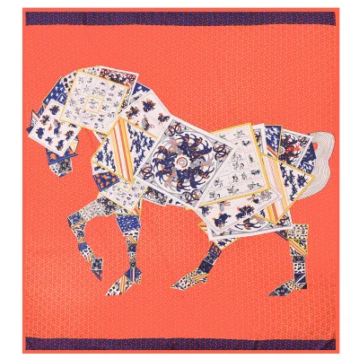 

130*130cm New Fashion All-match Poker Horse Printed Kerchief All-match Scarf Shawl