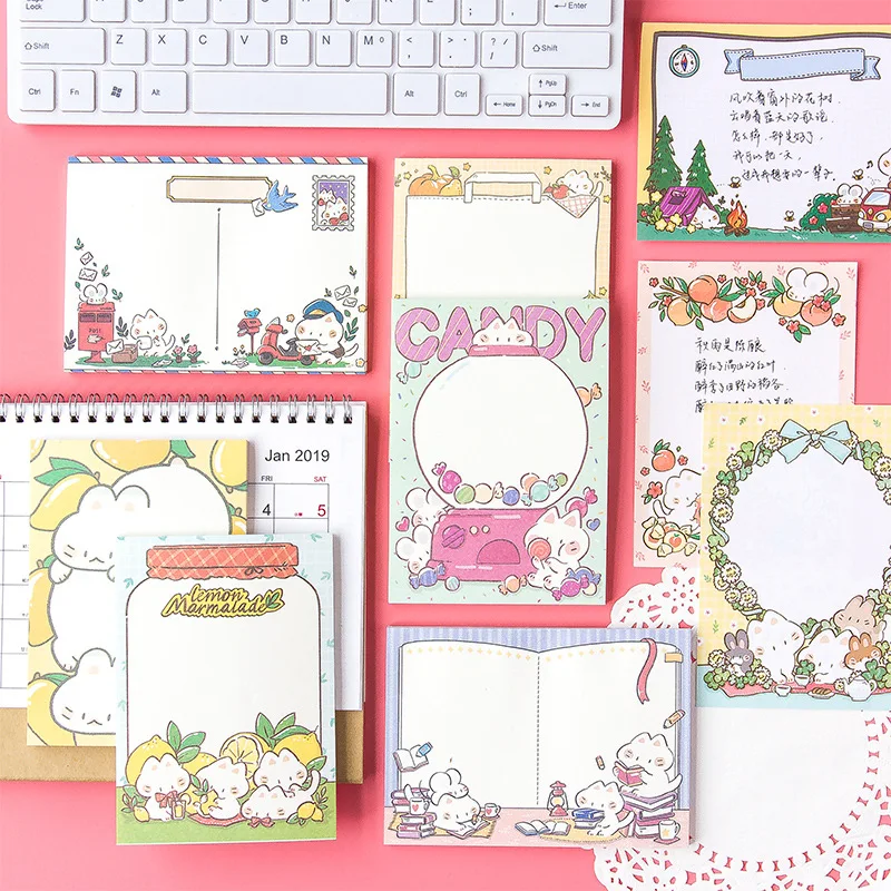 

50 Sheets Kawaii Little Cat Memo Pad Cute Stationery N Times Sticky Notes Portable Notepad School Office Supply Papeleria