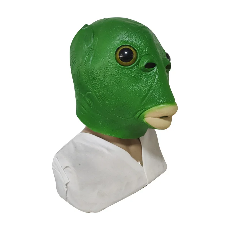 Unisex Adult Carnival Party Green Fish Head Mask Headgear Costume Women Men new real Alien Emulsion 2021 |