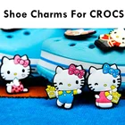 Милые аниме Кроксы, 1 шт., аксессуары для кошек, украшения из ПВХ, Мультяшные Значки для Hello Kittity Sanrio, Детские значки