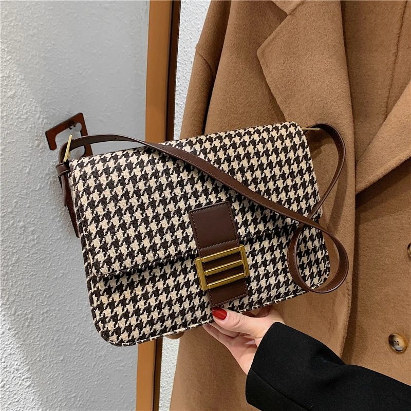 

Trendy Animal Print Box Small Plaid Crossbody Shoulder Bags For Women Luxury Brand Houndstooth Leopard Zebra Stripe Purses 2021