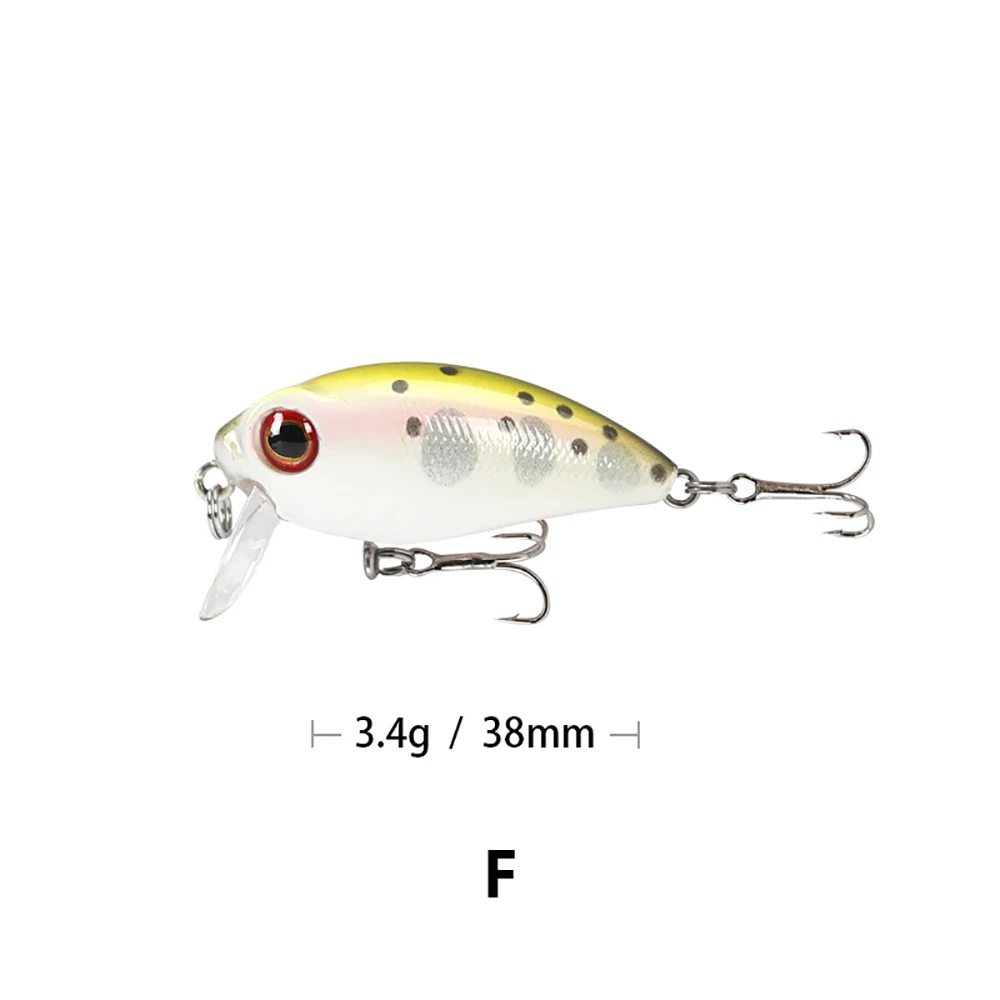 Mises 3.8cm 3.4g Ten Colors Mini Floating Bionic Crank Little Fatty Lure Artificial Bait Hard Bait Fishing Lure Wobbler - Цвет: F