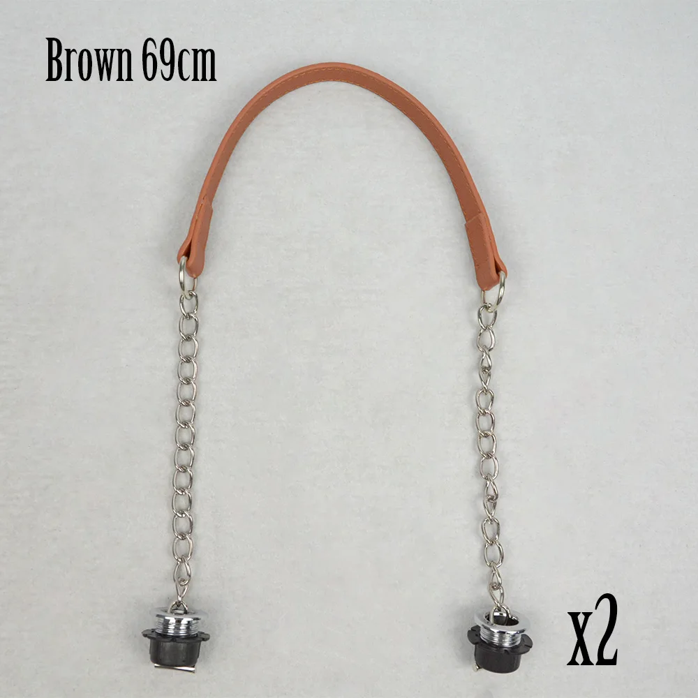 brown Новинка, TANQU, 1 пара серебряных коротких толстых цепей Obag с металлическим напылением и винтом для сумки, женская сумка через плечо - Цвет: brown