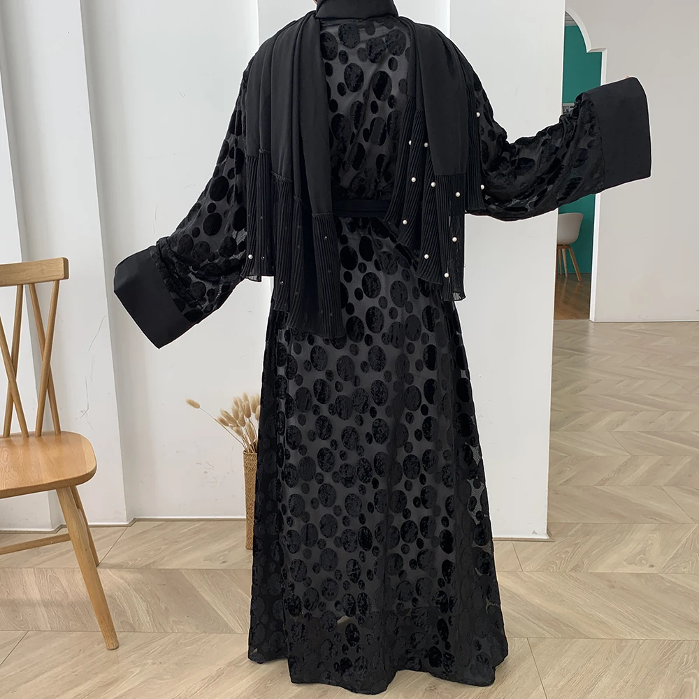 Black Eid Mubarak Kaftan Dubai Abaya Turkey Kimono Cardigan Hijab Muslim Dress Islamic Clothing Abayas For Women Robe Femme Ete |