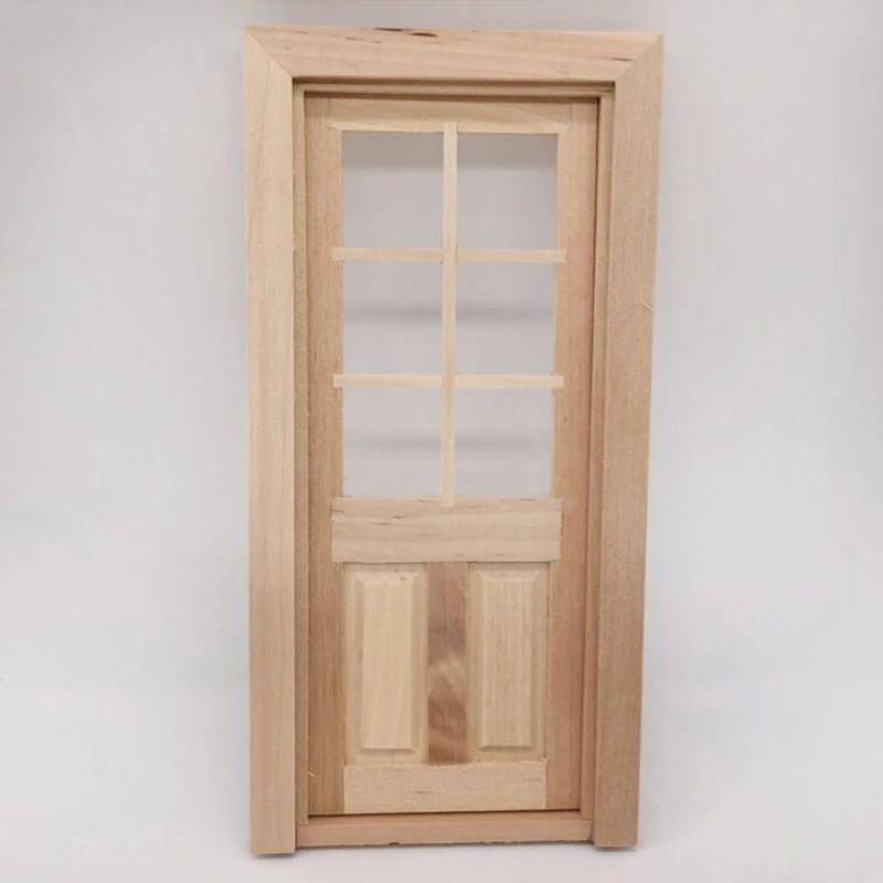 

Wood External Single Door Unpainted DIY Accessories 1/12 Dollhouse Miniature
