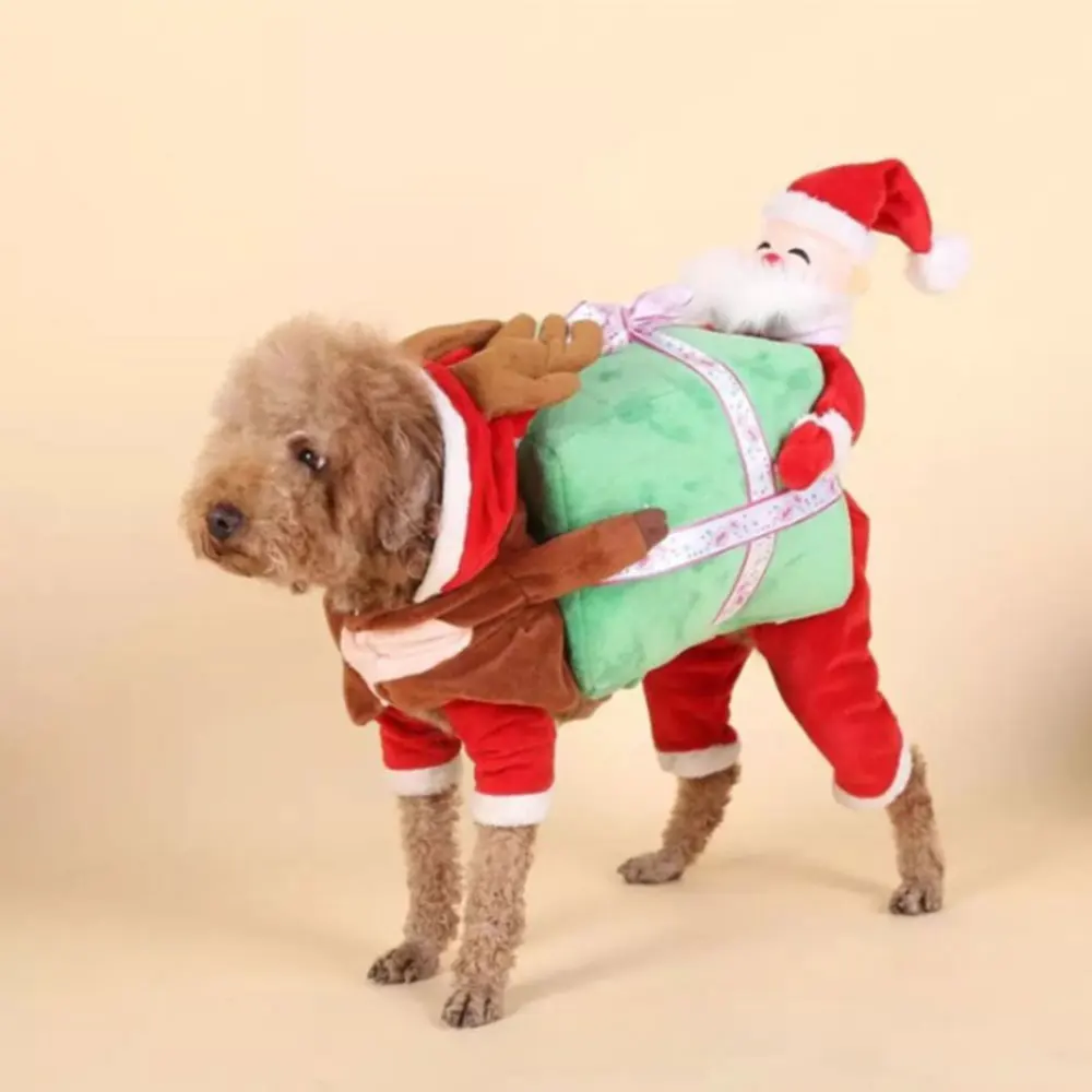 Рождественская Одежда для собак и кошек подарок Санты милая собака зимний костюм
