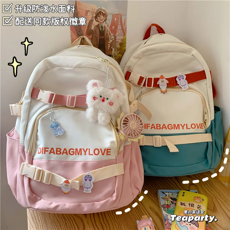 

Cute Girls Backpack Women Large Capacity Backpack Waterproof Simple School Bags Teens Female Harajuku Student Bookbag Ladies 313