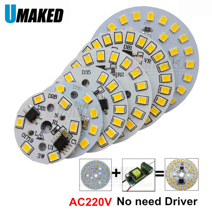 Фото 10 шт ac 220v led pcb SMD2835 3w 5w 7w 9w 12w 15w встроенный драйвер ic, светодиодный ные бусины smart IC SMD, светодиодный источник светильник светодиодный светодиод... №1