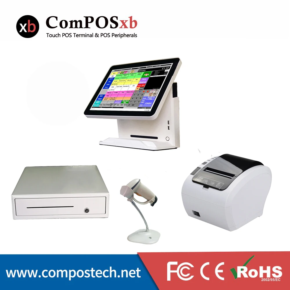 

point of sale pos system capacitive touch display pos terminal screen all in one epos system with printer cash box