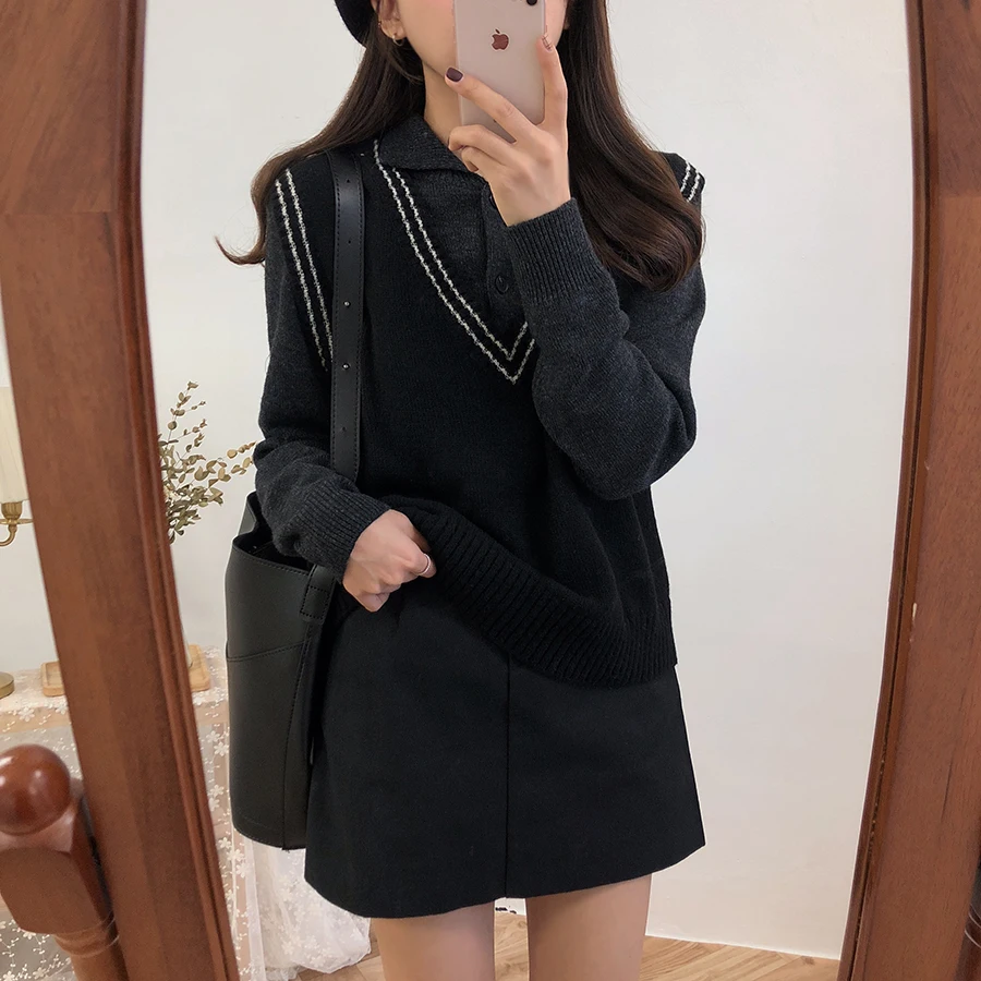 Женский вязаный жилет повседневный теплый джемпер с v образным вырезом Осень