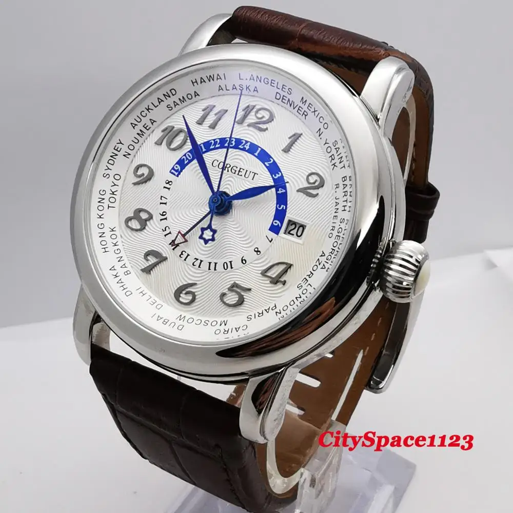 Мужские автоматические механические часы с полированным чехлом из нержавеющей