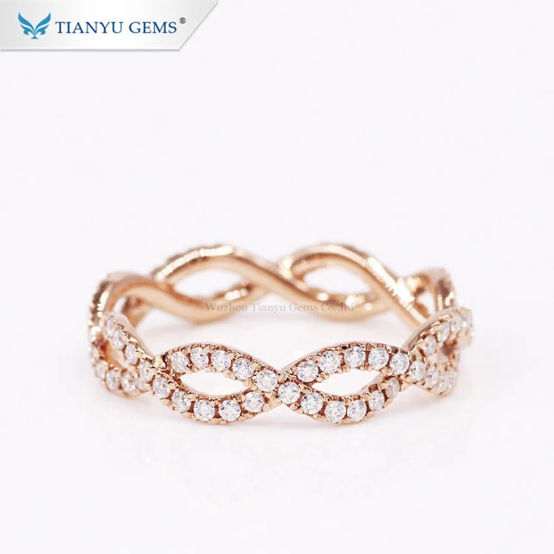 

Tianyu Gems Twist Ring Rose Gold Eternity Bands Women 14k 18k Round Gemstones DEF Moissanite Diamonds Wedding Rings Jewelry Gift