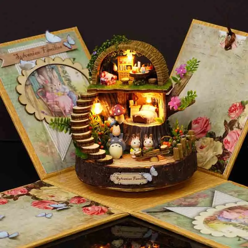 

DIY Miniature Doll Dream House Furniture Set Assembled Music Box Wooden Building Block Model Adult Children's Toy Christmas Gift