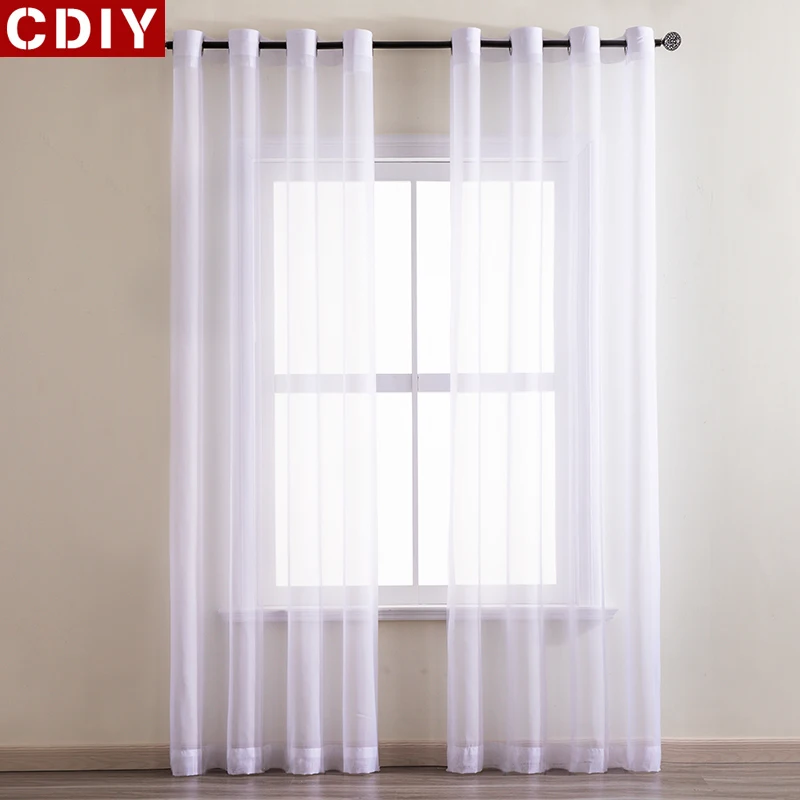 

CDIY White Sheer Curtains for Living Room Bedroom Window Treatments Modern Solid Voile Curtains for Window Drapes